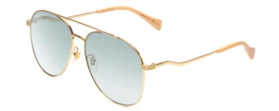 Pre-owned Gucci Gg0969s-003 Womens Pilot Full Rim Designer Sunglasses Gold/tan/blue 59mm In Multicolor