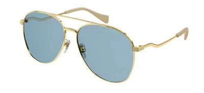 Pre-owned Gucci Gg0969s Gold/blue (003) Sunglasses