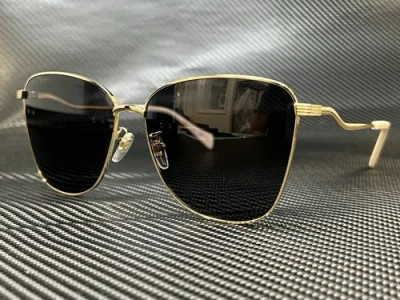 Pre-owned Gucci Gg0970s 001 Gold Butterfly 60 Mm Women's Sunglasses In Gray