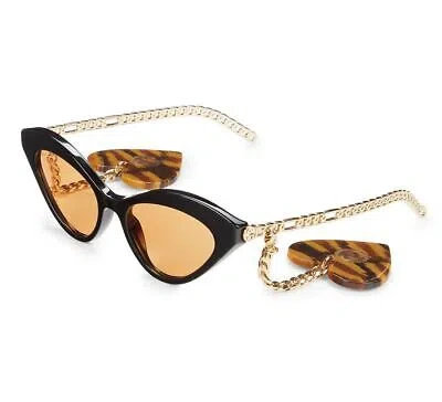 Pre-owned Gucci Gg0978s-002-52 Black Gold Sunglasses