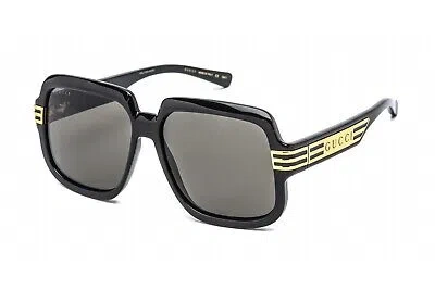 Pre-owned Gucci Gg0979s 001 Sunglasses Black Frame Grey Lenses 59mm In Gray