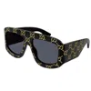 Gucci Men's Gg0983sm Monogram Acetate Shield Sunglasses In 004 Black Black Grey