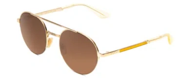 Pre-owned Gucci Gg0984s-002 Unisex Pilot Designer Sunglasses In Gold & Yellow/brown 53mm In Multicolor