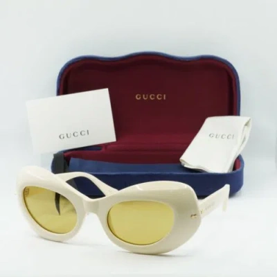 Pre-owned Gucci Gg0990s 001 White/yellow 57-24-130 Sunglasses