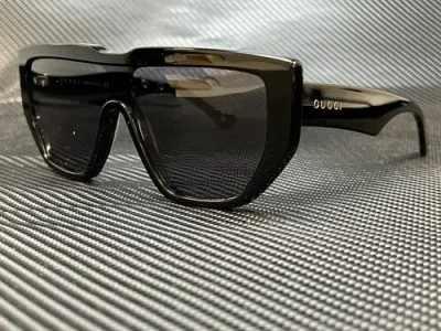 Pre-owned Gucci Gg0997s 002 Black Aviator 99 Mm Men's Sunglasses In Gray