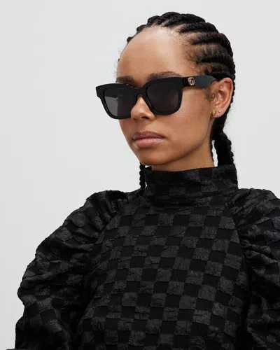 Pre-owned Gucci Gg0998s 001 Black Grey Square Unisex Sunglasses In Gray