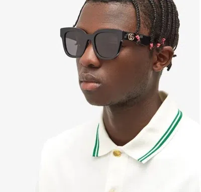 Pre-owned Gucci Gg0998s 001 Black Grey Square Unisex Sunglasses In Gray