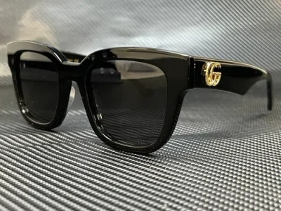 Pre-owned Gucci Gg0998s 001 Black Square 52 Mm Women's Sunglasses In Gray