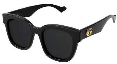 Pre-owned Gucci Gg0998s 001 Rectangular Square Acetate Black Grey 52 Mm Women's Sunglasses In Gray