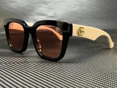 Pre-owned Gucci Gg0998s 002 Black Square 52 Mm Women's Sunglasses In Orange