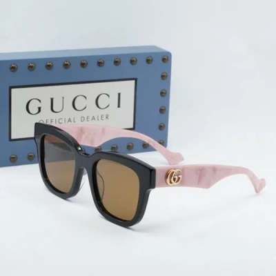 Pre-owned Gucci Gg0998s 005 Black/pink/brown 52-21-145 Sunglasses