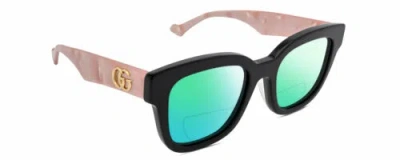 Pre-owned Gucci Gg0998s Cat Eye Polarized Bifocal Sunglasses Black Pink Opal 52 Mm 41 Opt. In Green Mirror