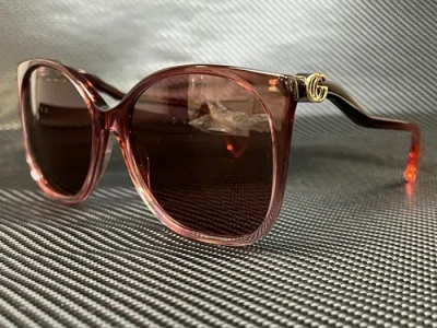 Pre-owned Gucci Gg1010s 004 Burgundy Cat Eye 60 Mm Women's Sunglasses