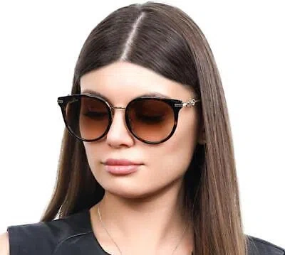 Pre-owned Gucci Gg1015sk-003-56 Havana Gold Sunglasses