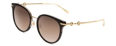 Pre-owned Gucci Gg1015sk-004 Womens Cateye Designer Sunglasses Black Gold/white/brown 56mm