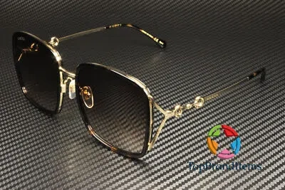 Pre-owned Gucci Gg1016sk 003 Rectangular Havana Shiny Brown 58 Mm Women's Sunglasses
