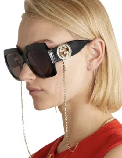 Pre-owned Gucci Gg1022s-005-54 Black Sunglasses In Brown