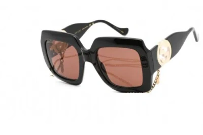 Pre-owned Gucci Gg1022s-005-54 Sunglasses Size 54mm 140mm 23mm Black Women In Brown