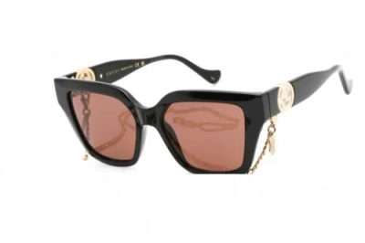 Pre-owned Gucci Gg1023s-005-54 Sunglasses Size 54mm 140mm 17mm Black Women In Brown