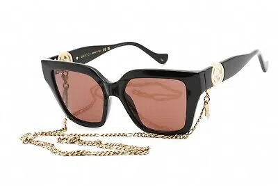 Pre-owned Gucci Gg1023s 005 Sunglasses Black Frame Brown Lenses 54mm