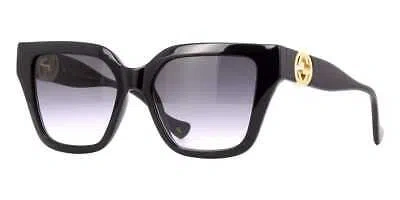 Pre-owned Gucci Gg1023s 008 Sunglasses Shiny Black Frame Grey Gradient Lenses 54mm In Gray