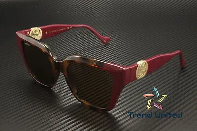 Pre-owned Gucci Gg1023s 009 Rectangular Havana Burgundy Brown 54 Mm Women's Sunglasses