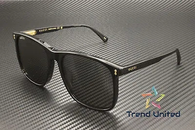 Pre-owned Gucci Gg1041s 001 Rectangular Squared Acetate Black Grey 57 Mm Men's Sunglasses In Gray