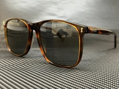 Pre-owned Gucci Gg1041s 002 Havana Square 57 Mm Men's Sunglasses