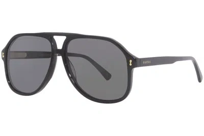 Pre-owned Gucci Gg1042s 001 Sunglasses Men's Black/grey Lenses Pilot 60-mm In Gray