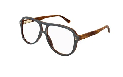 Pre-owned Gucci Gg1044o 003 Blue-brown Full-rim Men's Eyeglasses In Clear