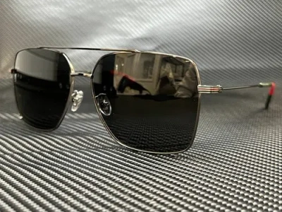 Pre-owned Gucci Gg1053sk 001 Ruthenium Square 61 Mm Men's Sunglasses
