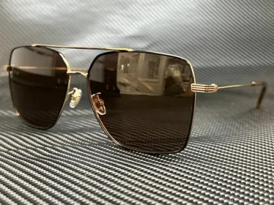 Pre-owned Gucci Gg1053sk 002 Gold Square 61 Mm Men's Sunglasses In Brown