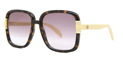 Pre-owned Gucci Gg1066s - 004 Havana/ Purple Gradient Butterfly Women's Sunglasses