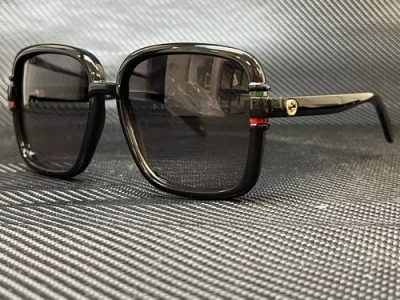 Pre-owned Gucci Gg1066s 001 Black Square 59 Mm Women's Sunglasses In Gray