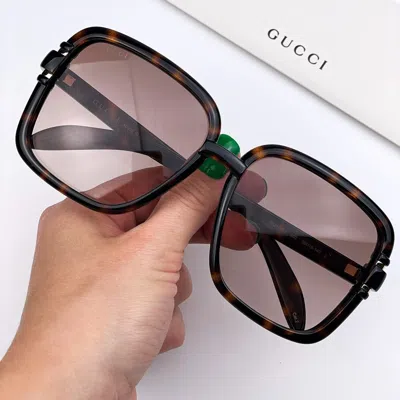 Pre-owned Gucci Gg1066s 002 Havana Brown Gradient Butterfly Women Sunglasses