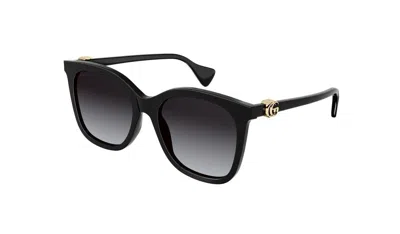 Pre-owned Gucci Gg1071s 001 Black/gradient Grey Cat-eye Women's Sunglasses In Gray