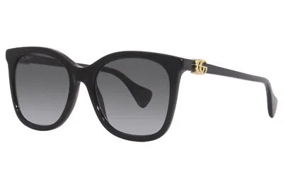 Pre-owned Gucci Gg1071s 001 Sunglasses Women's Black/grey Gradient Lenses Cat Eye 55mm In Gray