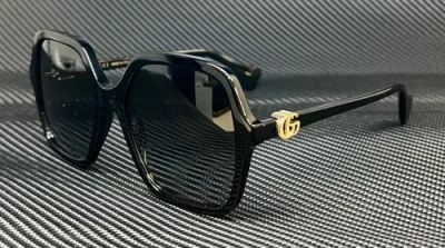 Pre-owned Gucci Gg1072s 001 Black Grey Gradient Women's 56 Mm L Size Sunglasses In Gray