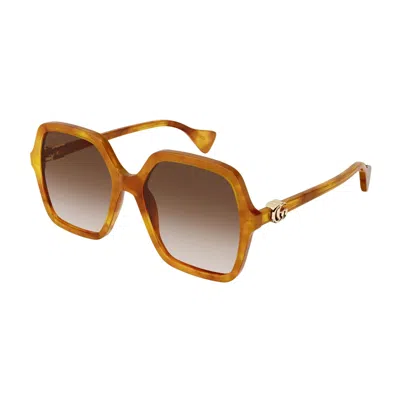 Pre-owned Gucci Gg1072sa-003 Women's Havana Frame / Brown Gradient Lens Sunglasses
