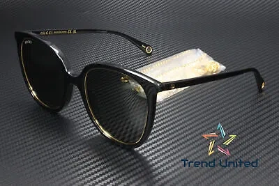 Pre-owned Gucci Gg1076s 001 Round Oval Panthos Acetate Black Grey 56 Mm Women's Sunglasses In Gray