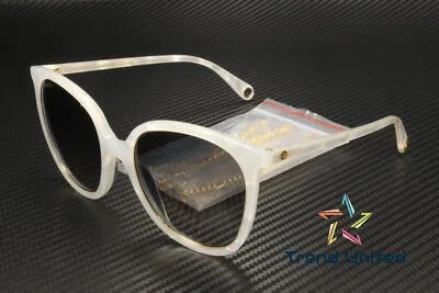 Pre-owned Gucci Gg1076s 003 Round Oval Panthos Acetate White Grey 56 Mm Women's Sunglasses In Gray