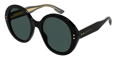 Pre-owned Gucci Gg1081s 001 Black/grey Round Women's Sunglasses In Gray