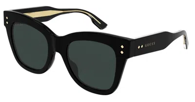 Pre-owned Gucci Gg1082s 001 Black/grey Cat-eye Women's Sunglasses In Gray
