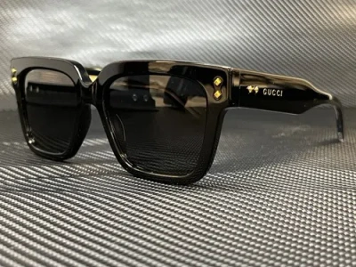 Pre-owned Gucci Gg1084s 001 Black Square 54 Mm Men's Sunglasses In Gray