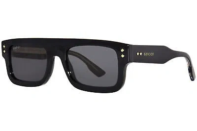 Pre-owned Gucci Gg1085s 001 Sunglasses Men's Black/grey Lenses Square Shape 53-mm In Gray