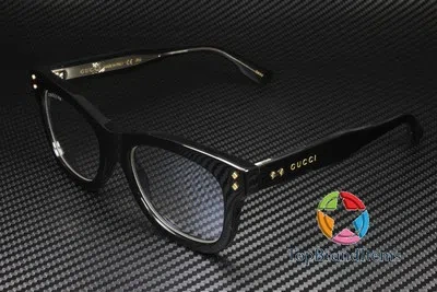 Pre-owned Gucci Gg1086s 001 Rectangular Black Crystal Transparent 51 Mm Women's Sunglasses