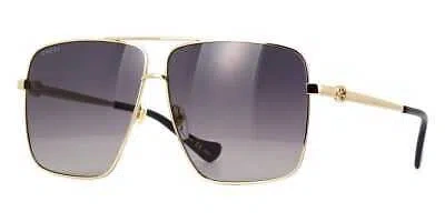 Pre-owned Gucci Gg1087s 001 Sunglasses Gold Frame Grey Lenses 63 Mm In Gray