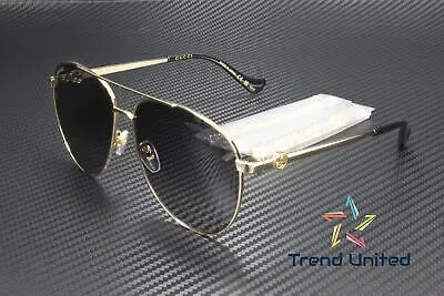 Pre-owned Gucci Gg1088s 001 Pilot Navigator Metal Gold Grey 61 Mm Women's Sunglasses In Gray
