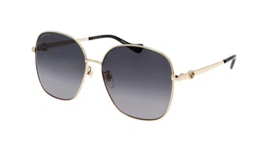 Pre-owned Gucci Gg1089sa-001 Women's Gold Frame / Grey Gradient Sunglasses In Gray