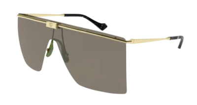 Pre-owned Gucci Gg1096s-002 Mask Gold In Brown